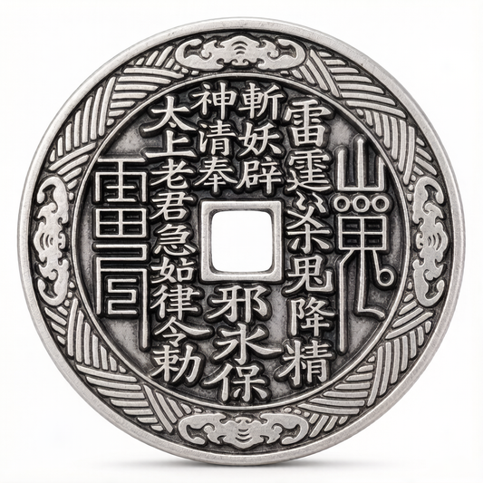 纯银山鬼花钱 八方来福款 辟邪纳福